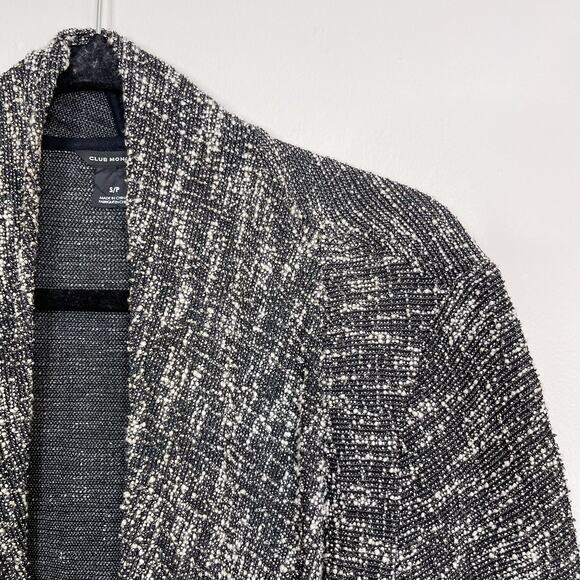 Club Monaco Kiki Textured Drape Front Cardigan Sweater Gray Black Small S Womens - Picture 3 of 10